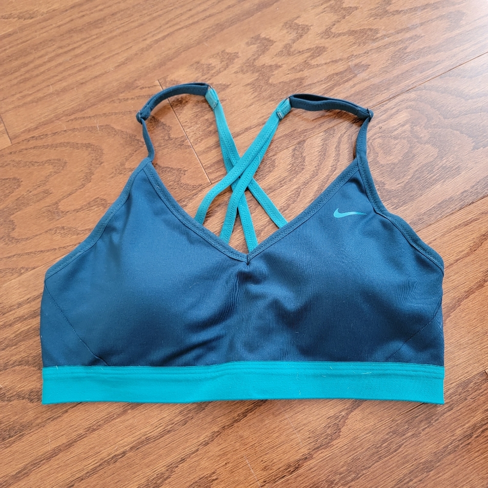 Nike teal strappy sports bra.